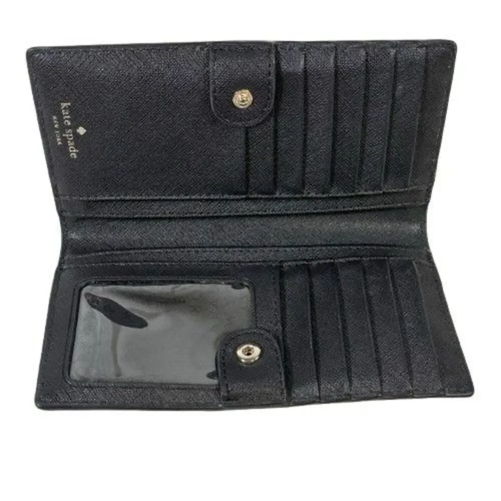 Kate Spade Laurel Way Stacy Bifold Wallet Credit Card Organizer Warm Beige Black